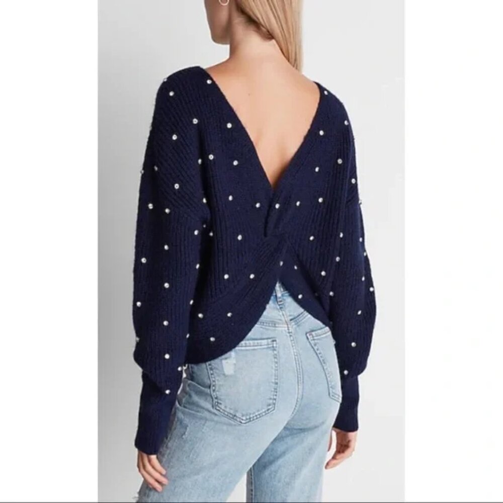Express Sweater | Adorable Rhinestone Twist Sweater - Reversible! - Picture 1 of 11